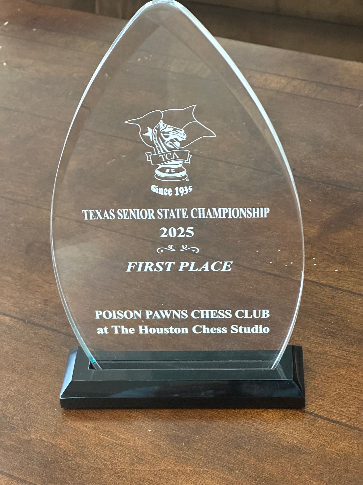 2025 Texas Senior State Chess Championship trophy